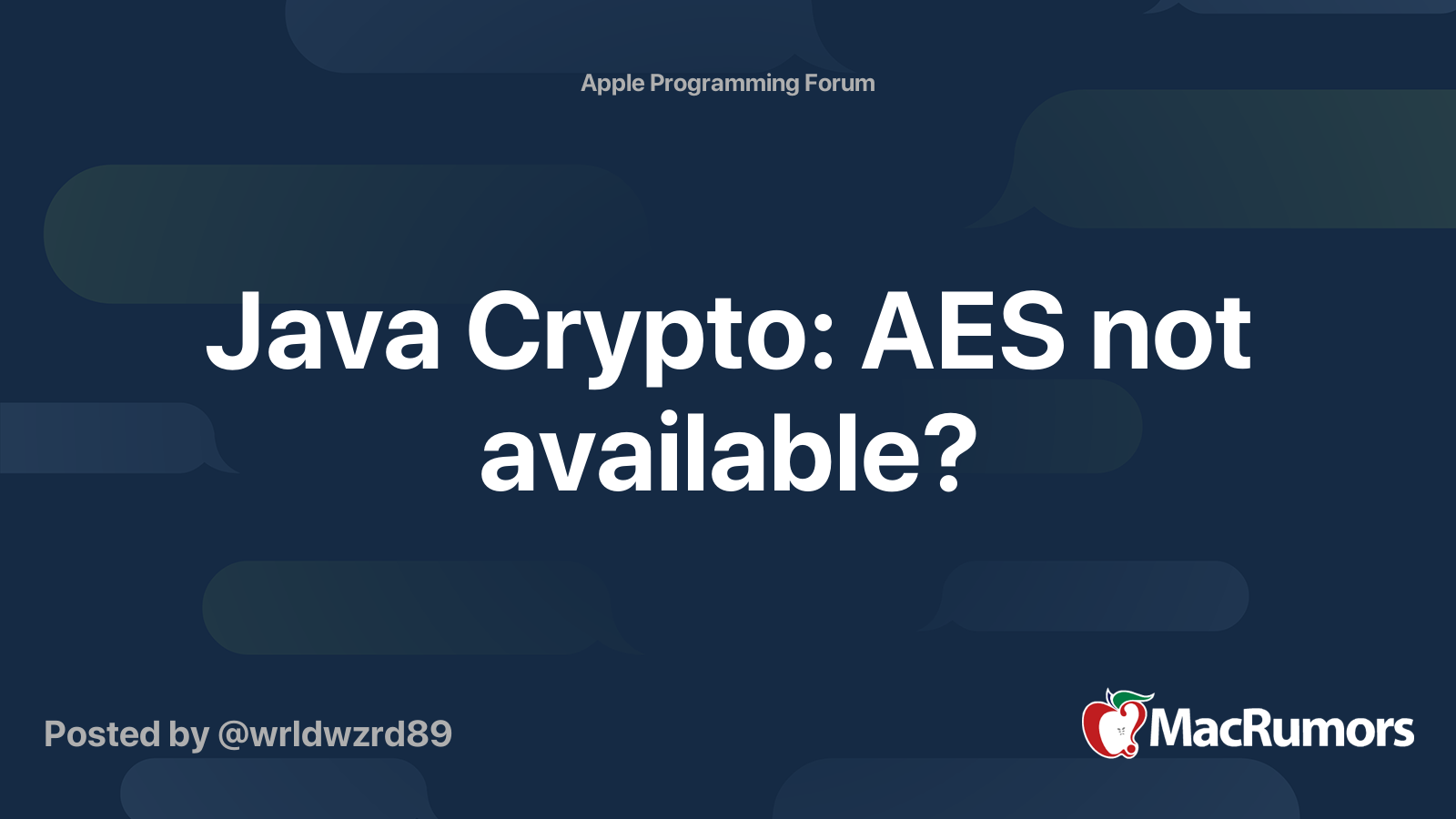 Java Crypto: AES not available? | MacRumors Forums