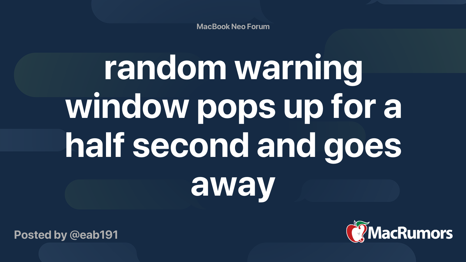 random warning window pops up for a half second and goes away ...