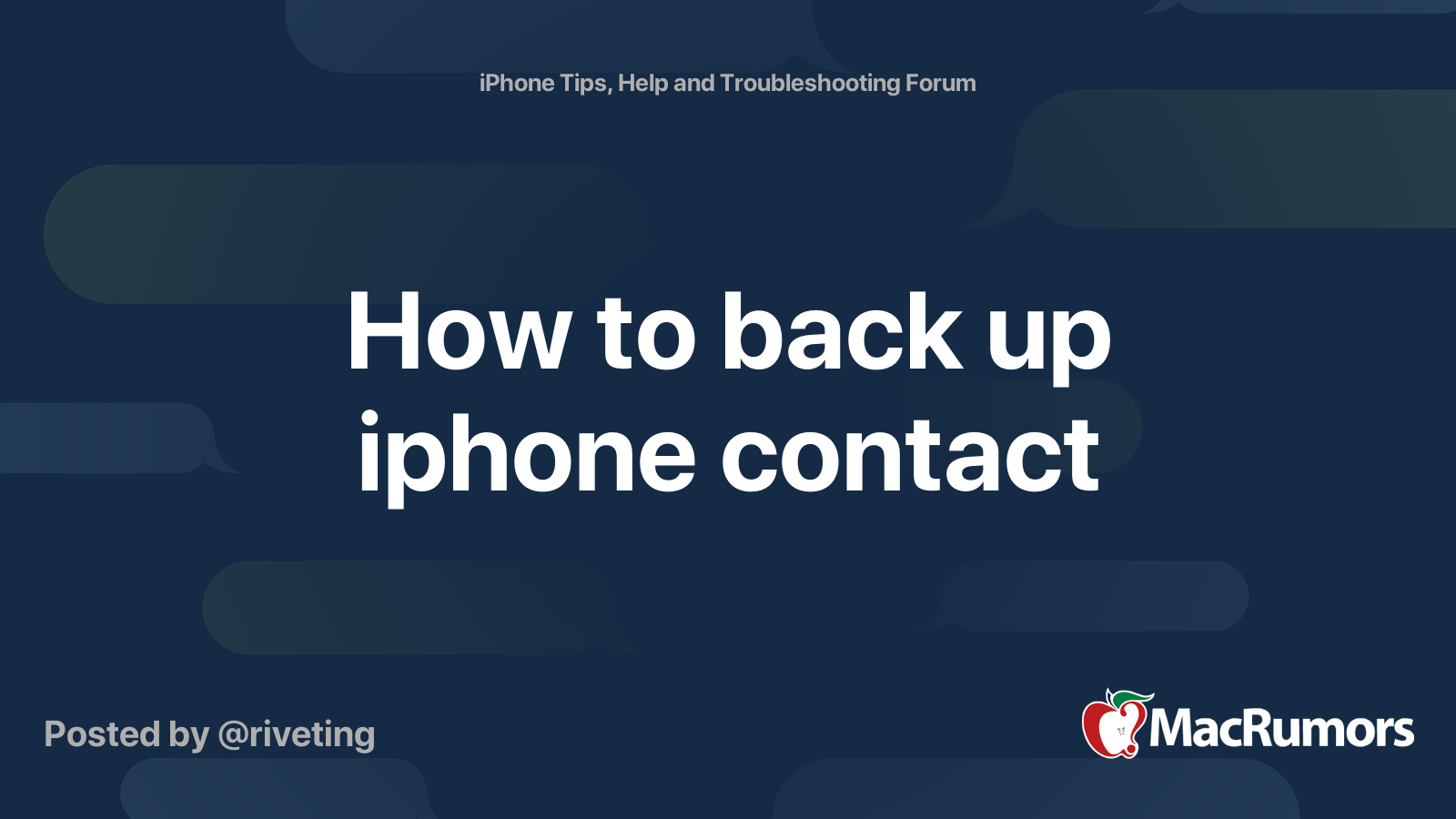 how-to-back-up-iphone-contact-macrumors-forums