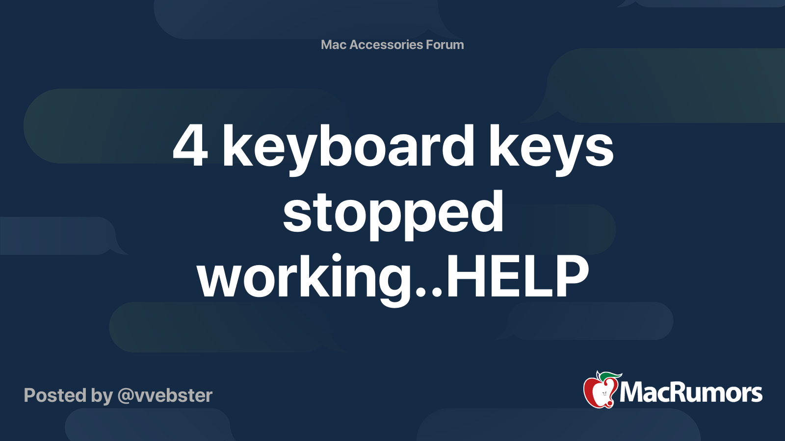 4 keyboard keys stopped working..HELP MacRumors Forums