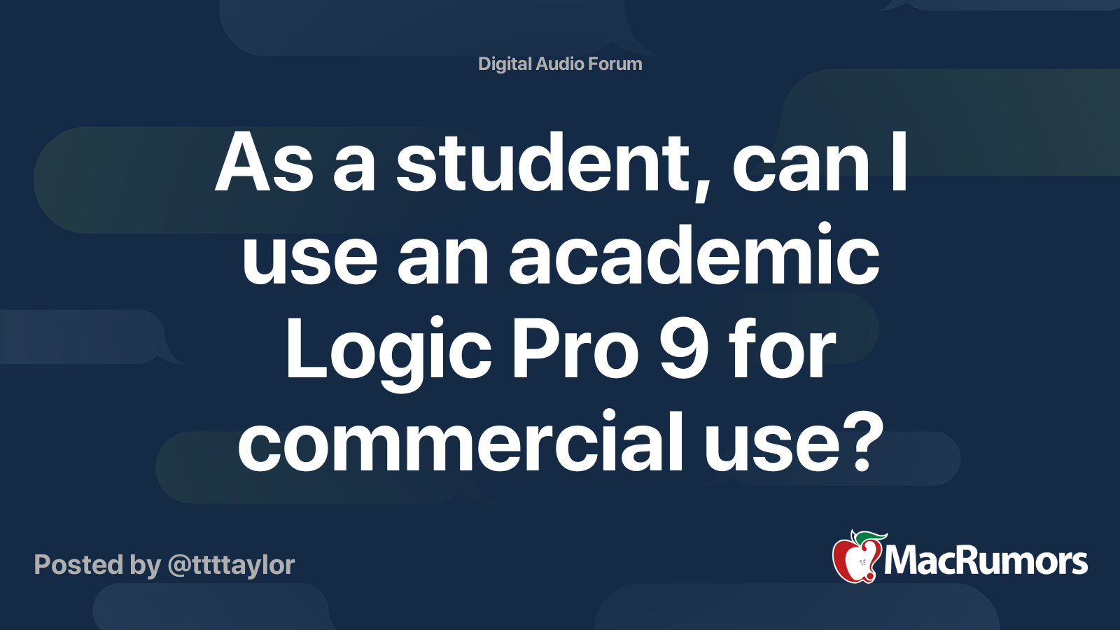 As A Student Can I Use An Academic Logic Pro 9 For Commercial Use Macrumors Forums