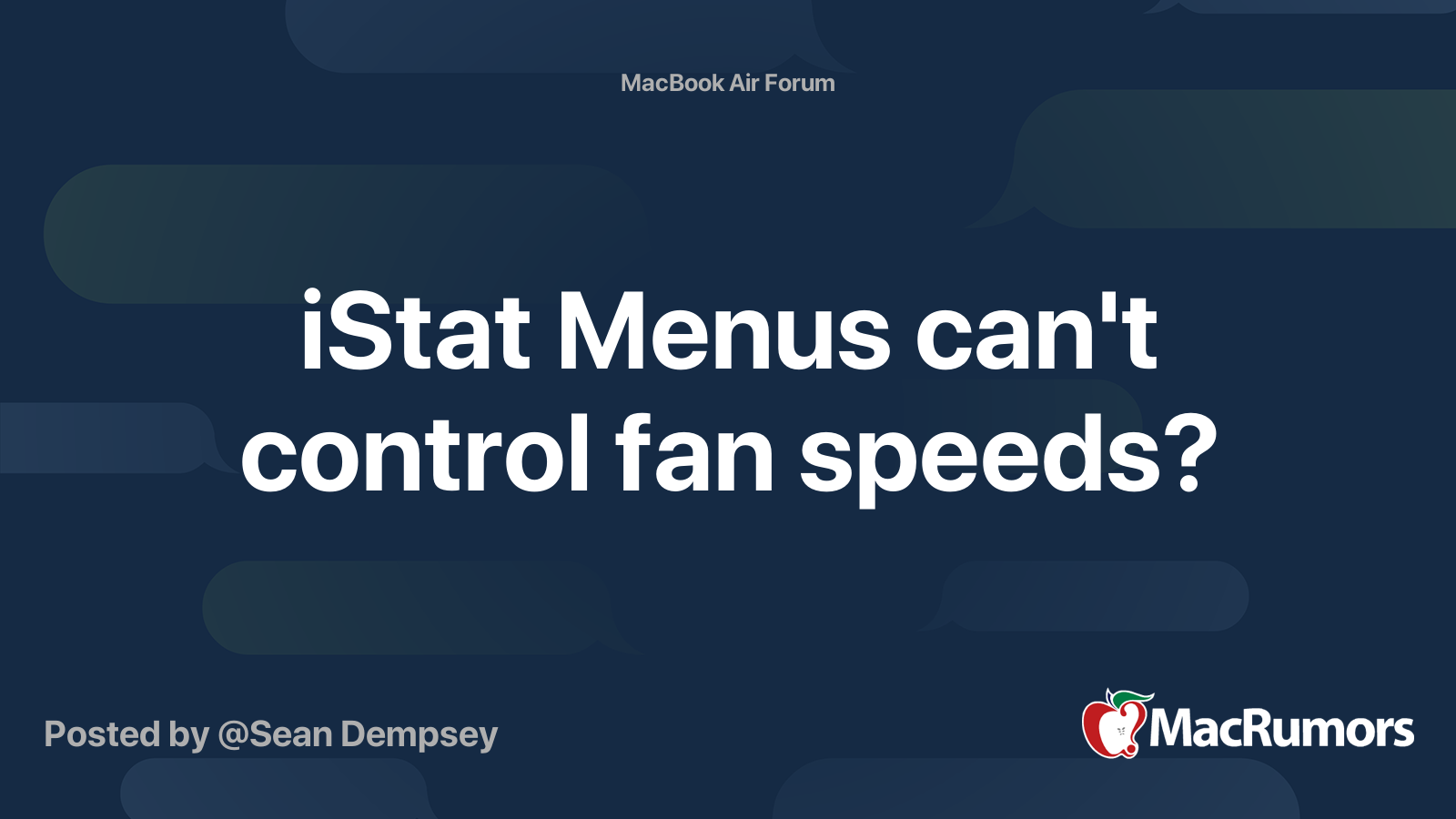 iStat Menus can't control fan speeds? MacRumors Forums
