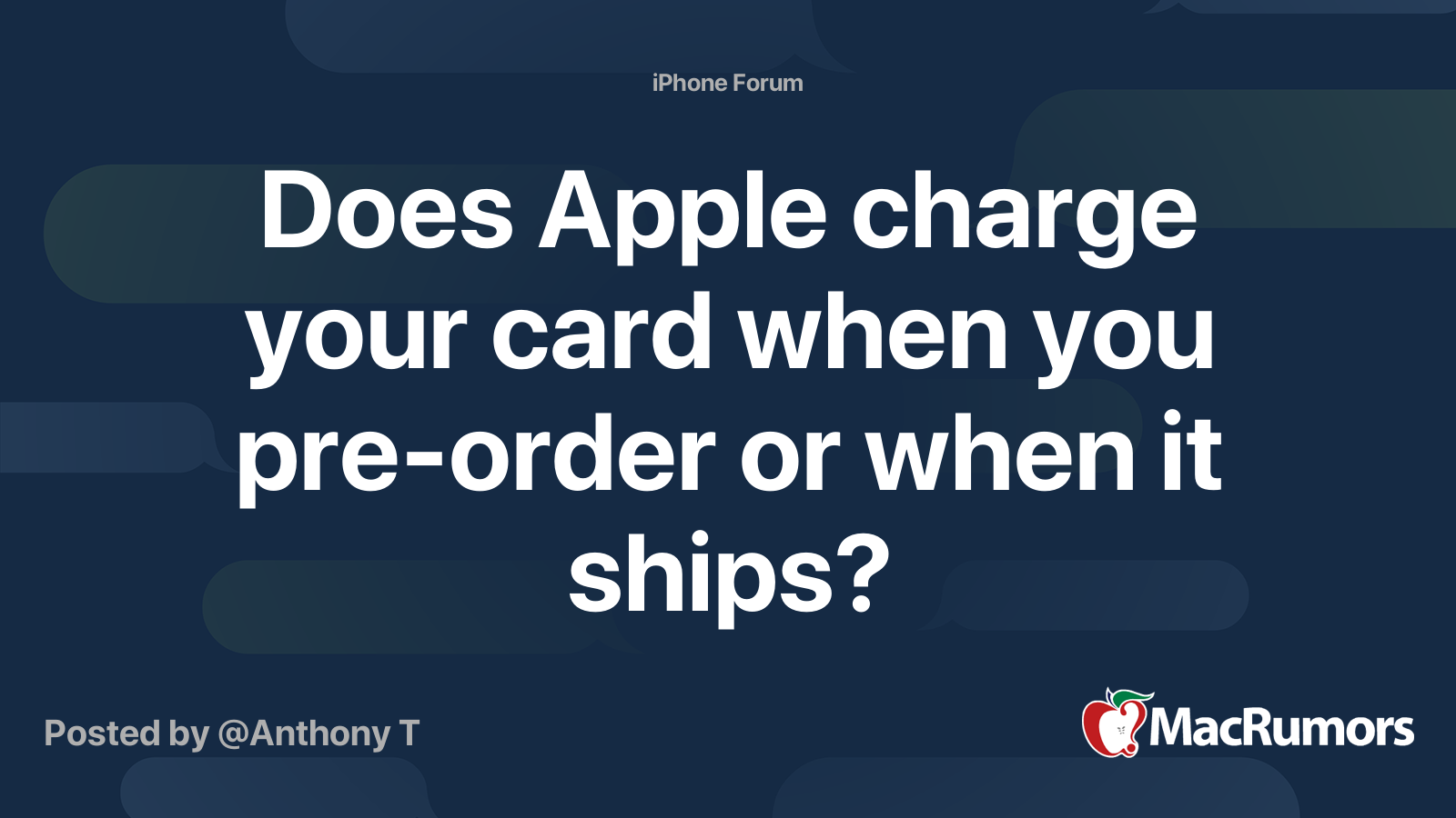 Does Apple charge your card when you pre-order or when it ships