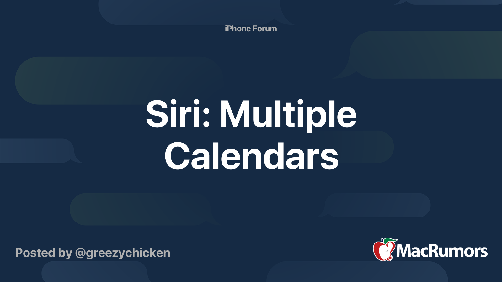 Siri: Multiple Calendars MacRumors Forums