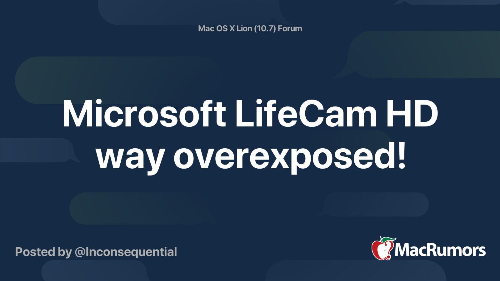 Microsoft LifeCam HD way overexposed! | MacRumors Forums