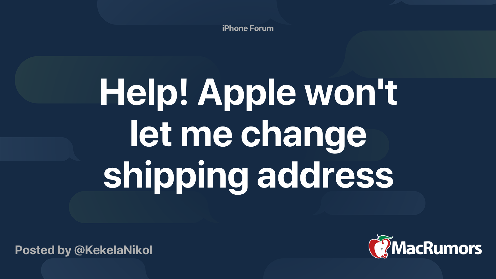 Help! Apple won't let me change shipping address MacRumors Forums