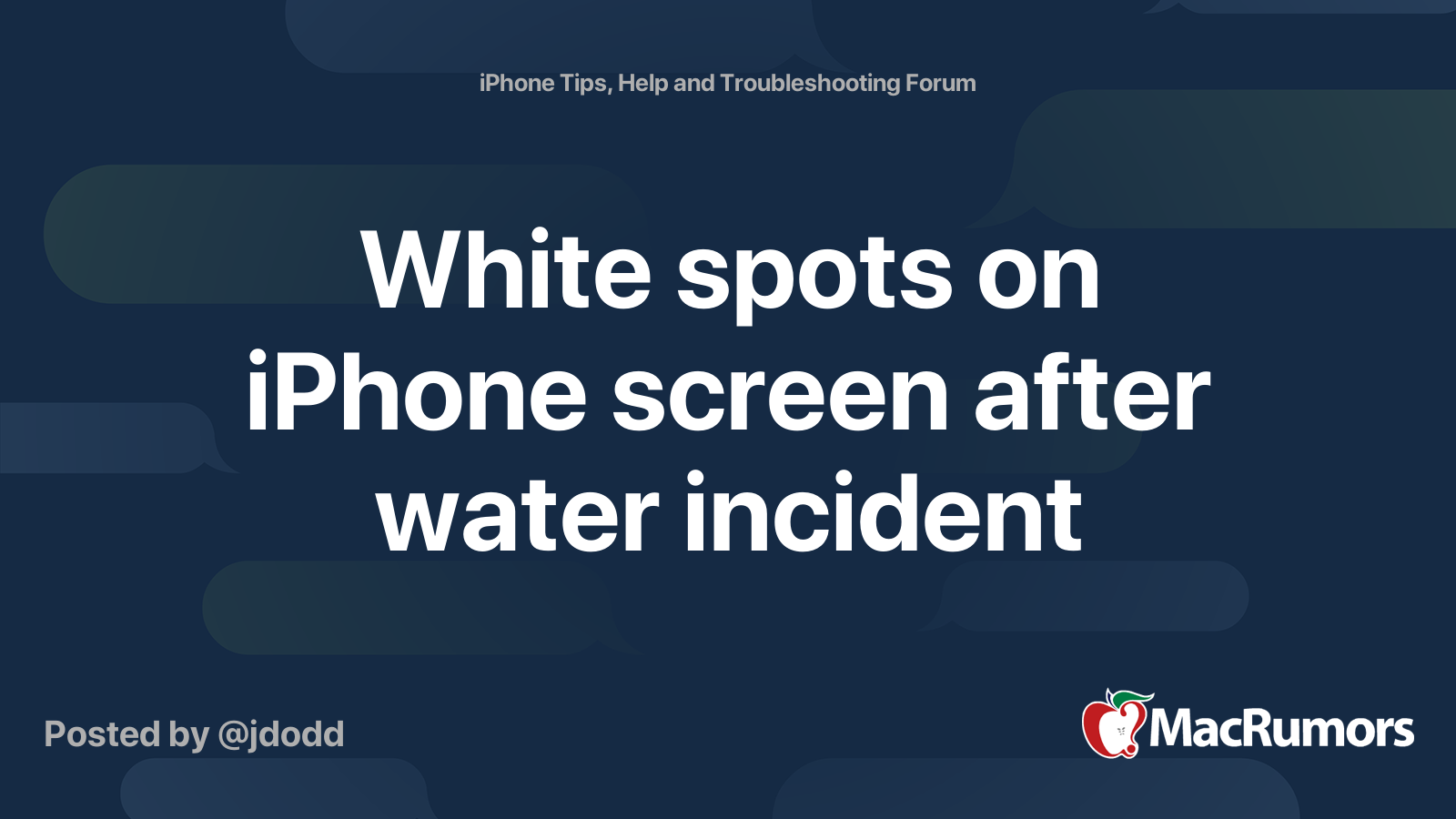 White spots on iPhone screen after water incident MacRumors Forums