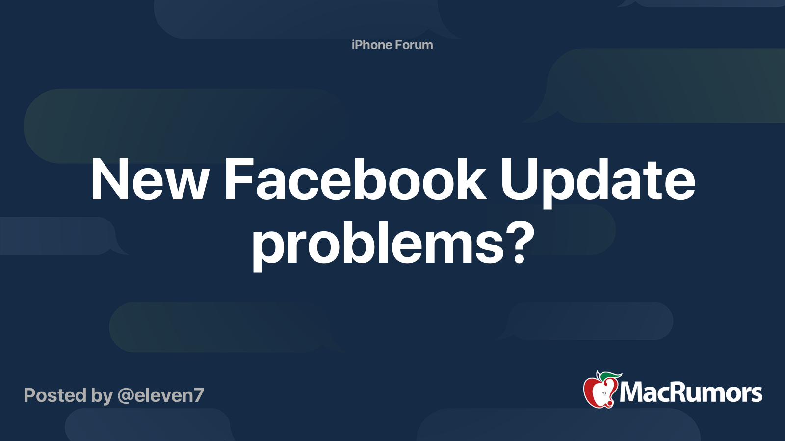 New Facebook Update problems? | MacRumors Forums