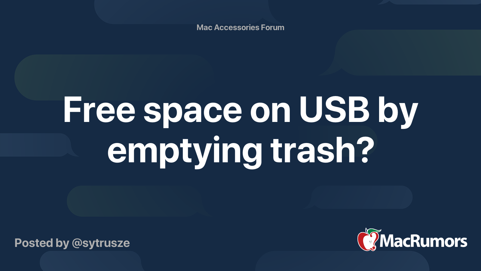 Free space on USB by emptying trash? MacRumors Forums