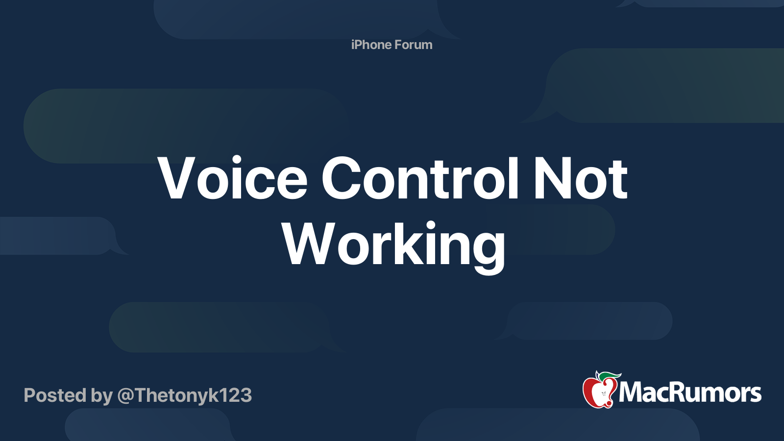 Voice Control Not Working MacRumors Forums