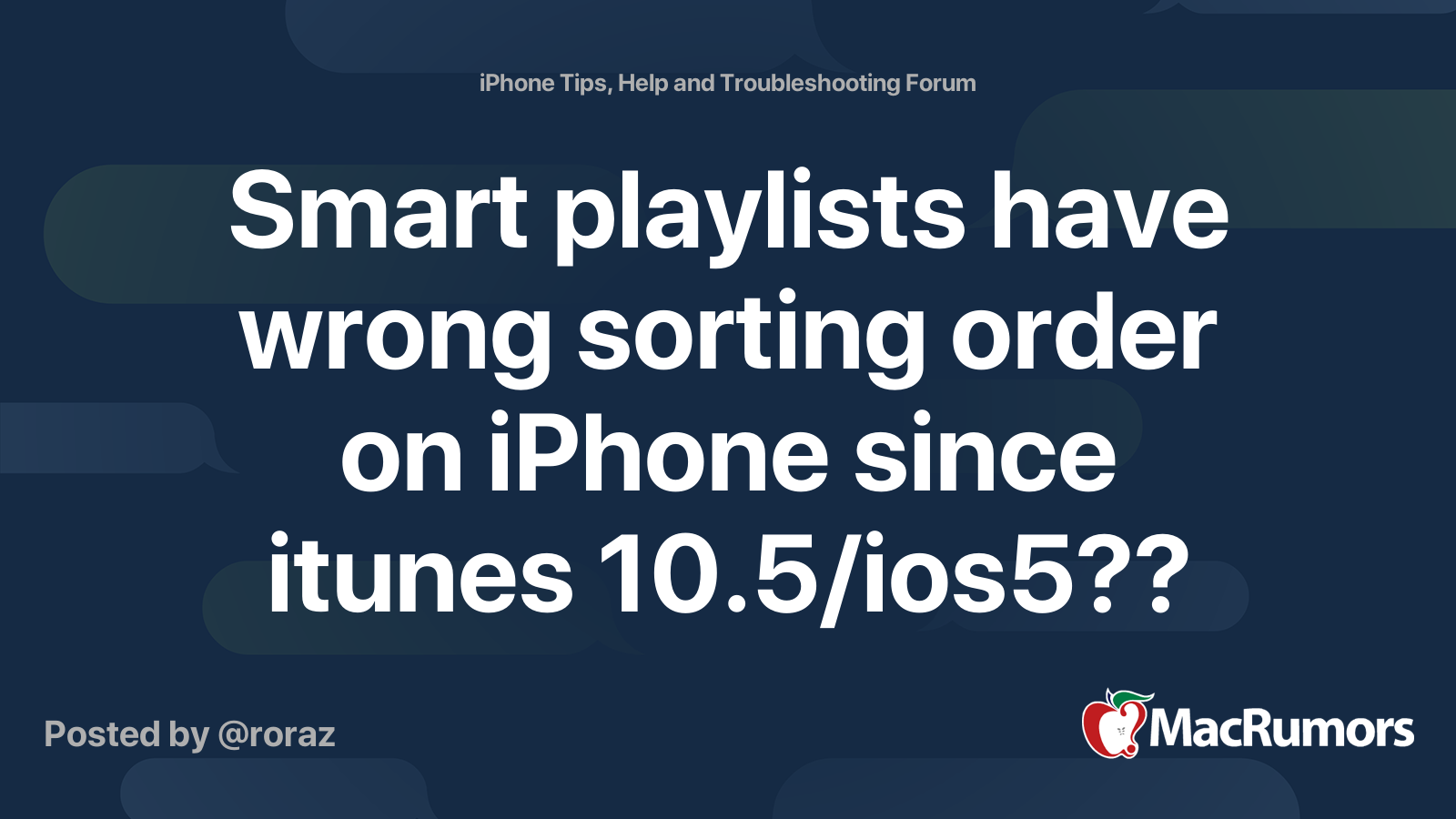 Smart playlists have wrong sorting order on iPhone since itunes 10.5