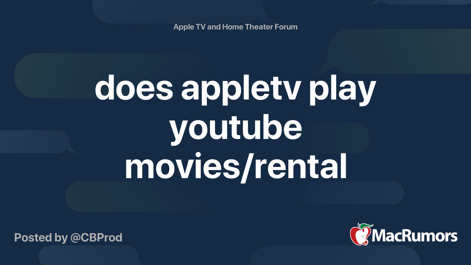 does appletv play youtube movies/rental MacRumors Forums