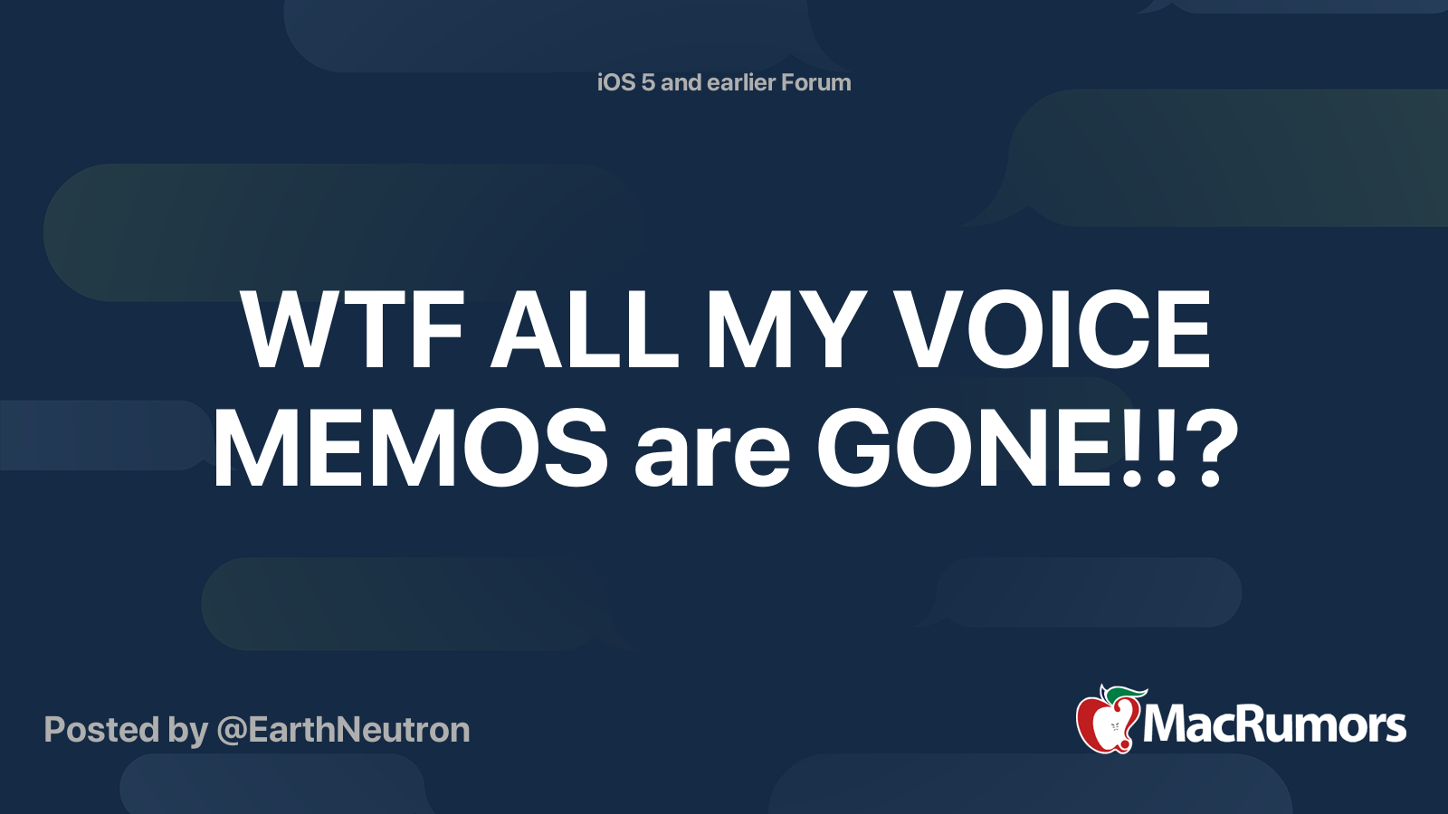 WTF ALL MY VOICE MEMOS Are GONE MacRumors Forums