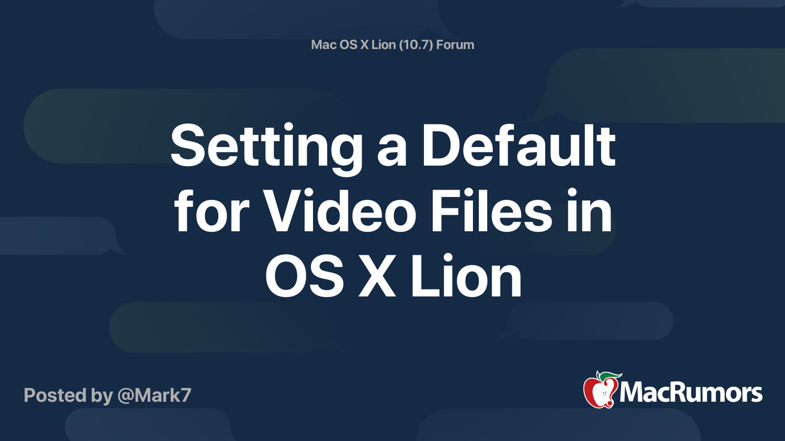 Setting a Default for Video Files in OS X Lion | MacRumors Forums