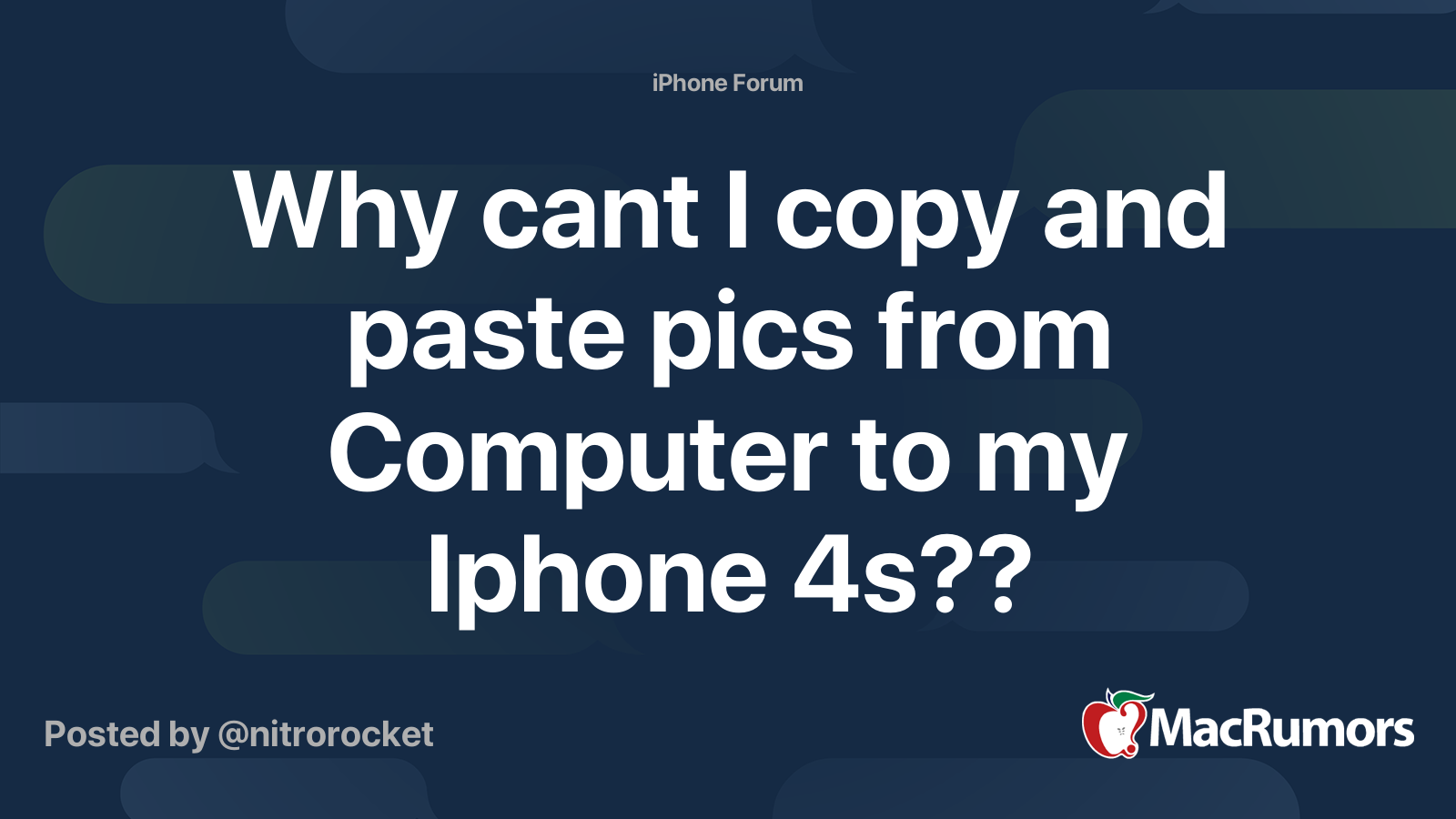 Why Cant I Copy And Paste Pics From Computer To My Iphone 4s Macrumors Forums