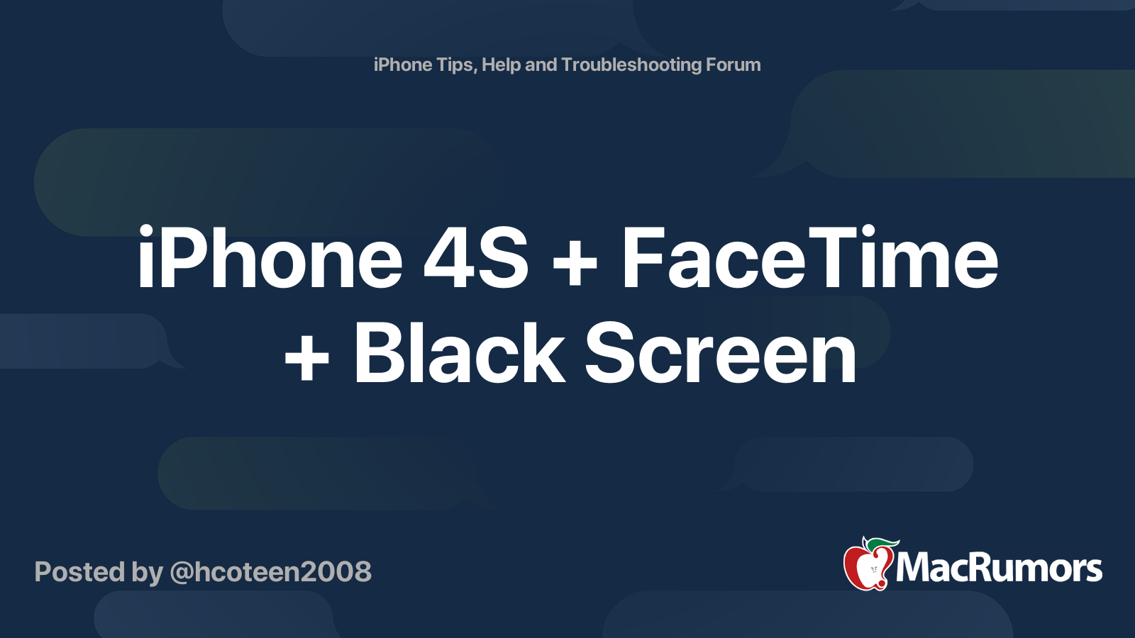 iPhone 4S + FaceTime + Black Screen MacRumors Forums