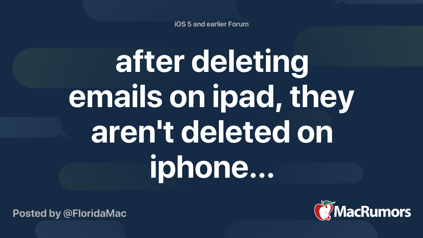 After deleting emails on ipad they aren t deleted on iphone macrumors forums