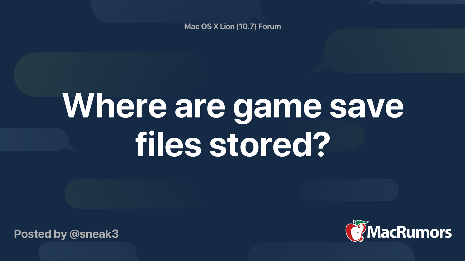 Where are game save files stored? MacRumors Forums