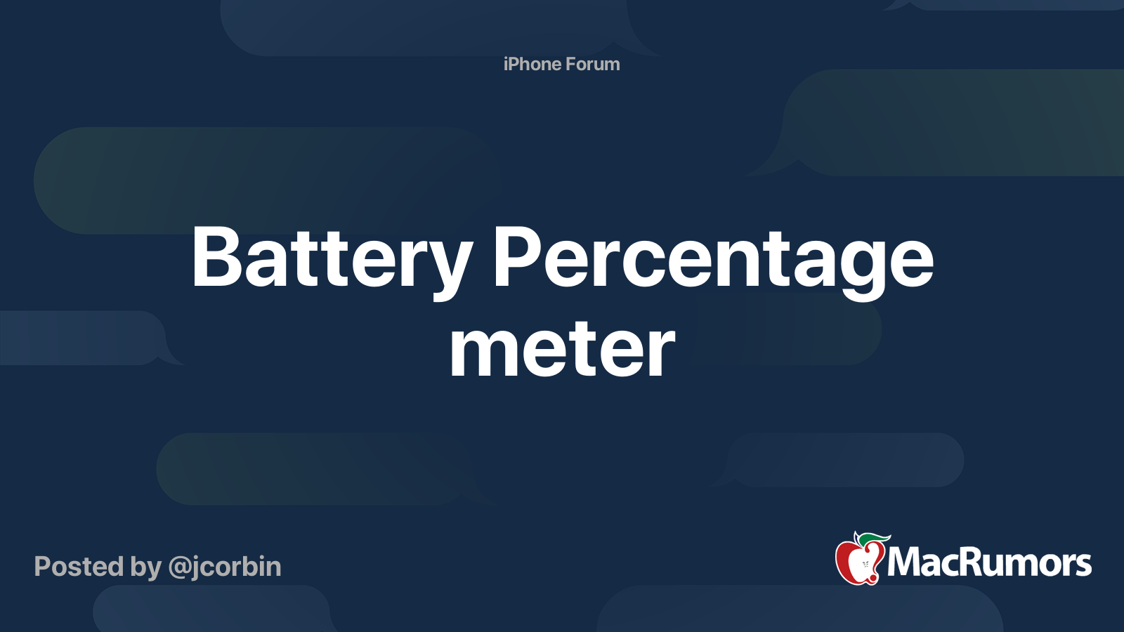 Battery Percentage meter MacRumors Forums