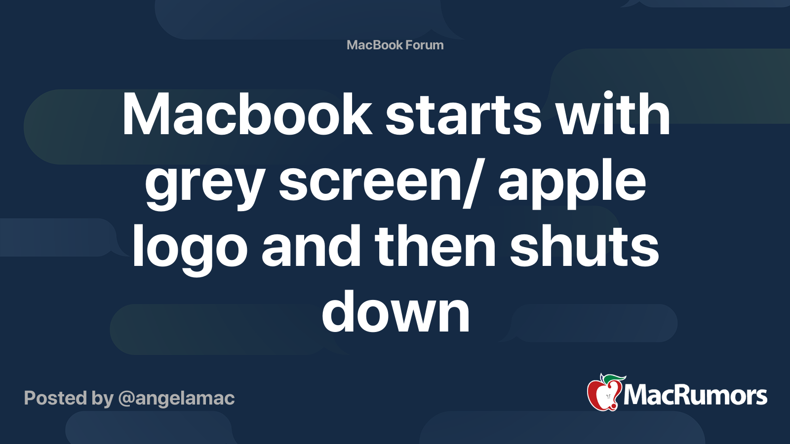 Macbook starts with grey screen/ apple logo and then shuts down