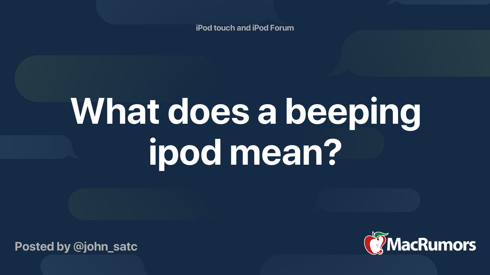 What does a beeping ipod mean? MacRumors Forums