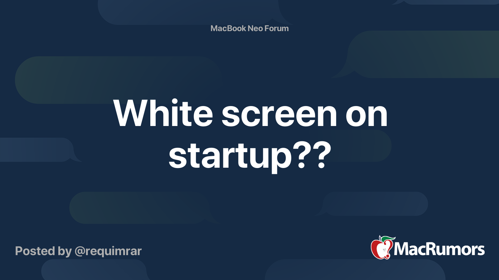 White screen on startup?? | MacRumors Forums