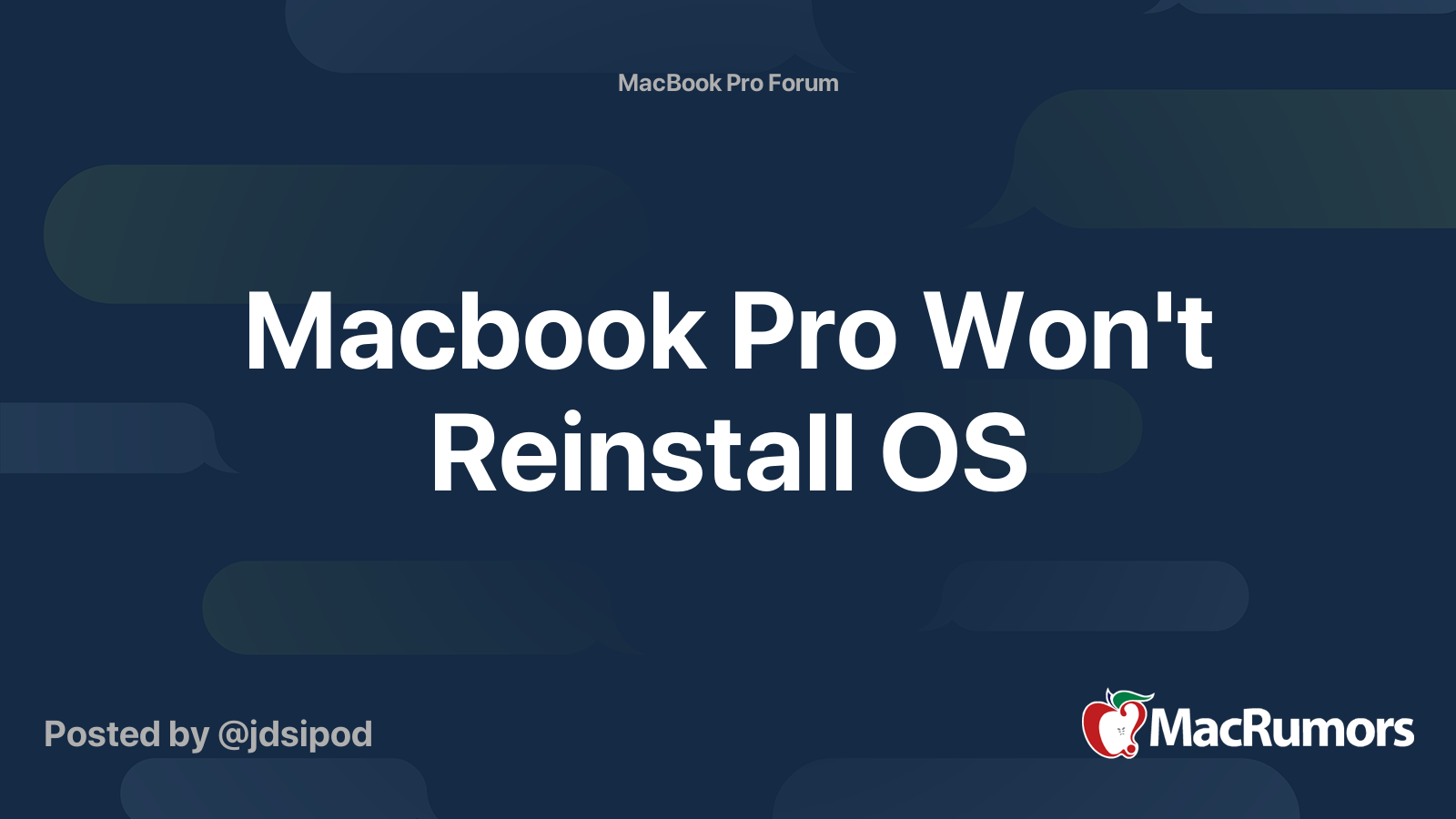 Macbook Pro Won't Reinstall OS | MacRumors Forums