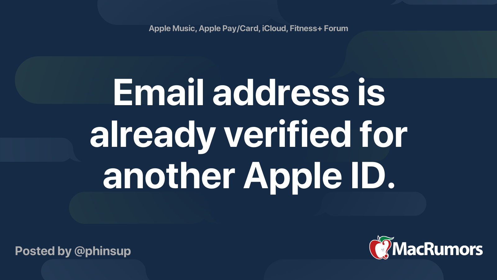 Email Address Is Already Verified For Another Apple ID MacRumors Forums