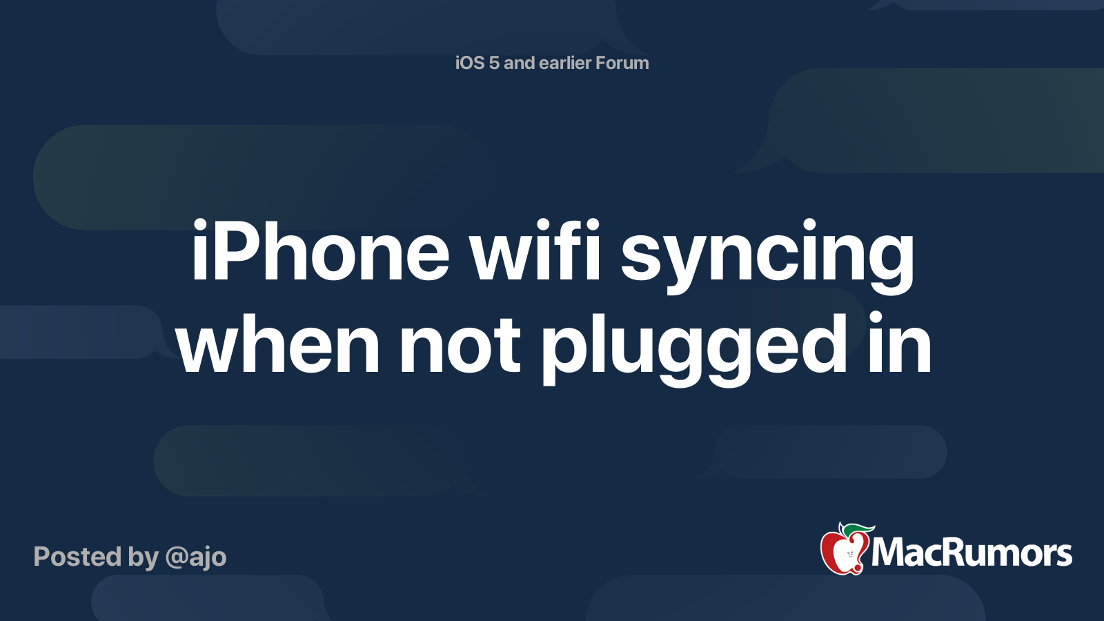 iPhone wifi syncing when not plugged in MacRumors Forums