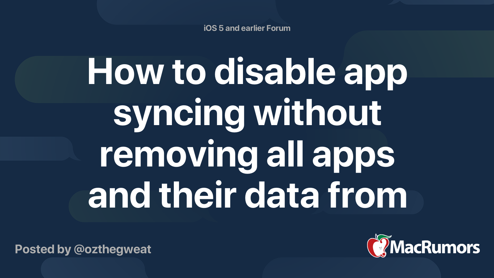 How to disable app syncing without removing all apps and their data