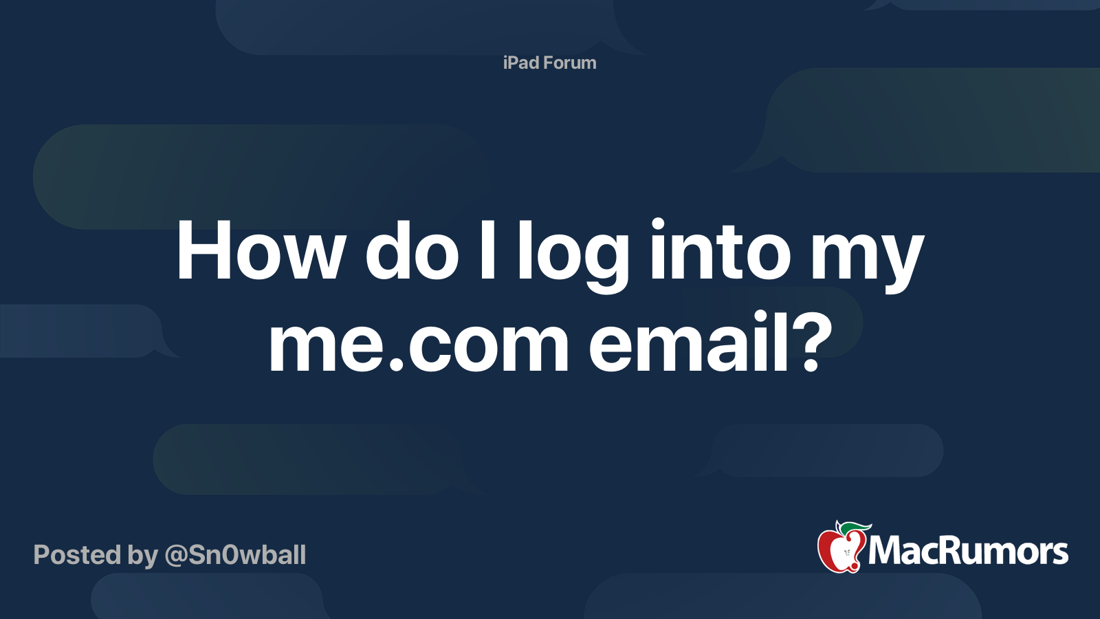 How do I log into my email? MacRumors Forums