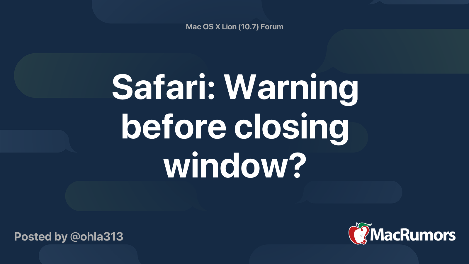 Safari Warning Before Closing Window MacRumors Forums