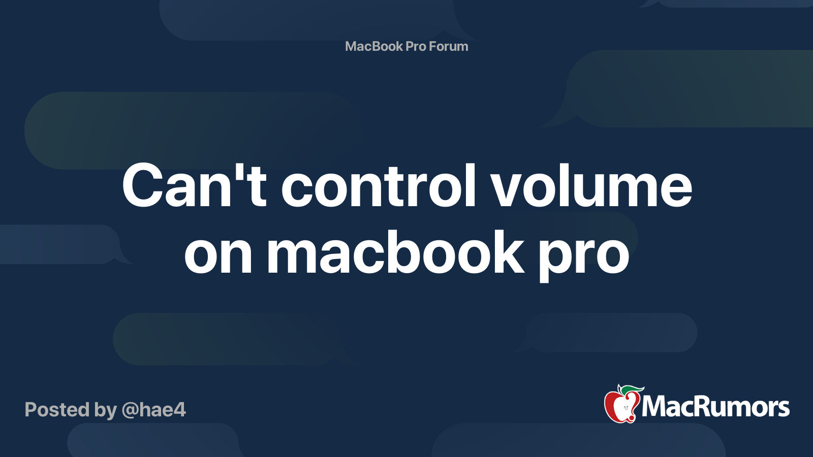 Can't control volume on macbook pro MacRumors Forums