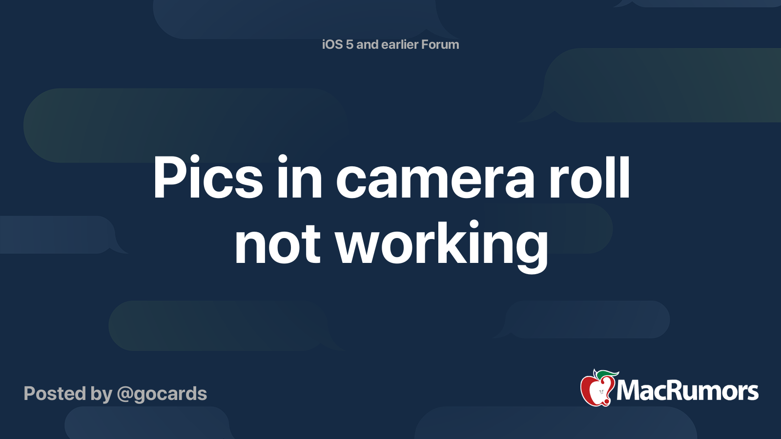 Pics in camera roll not working MacRumors Forums