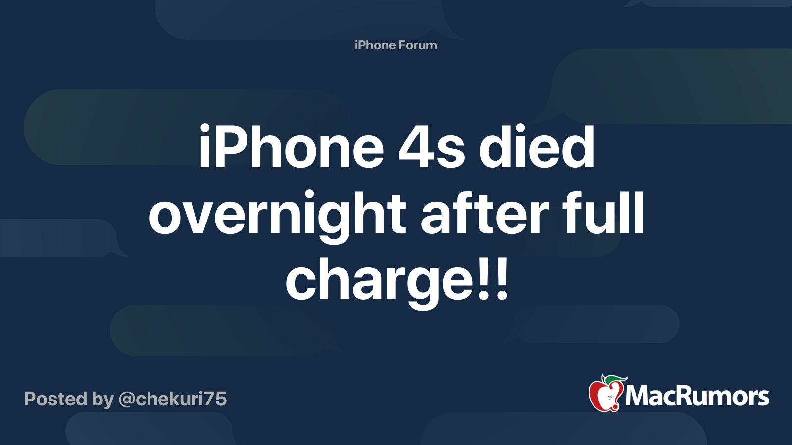 iPhone 4s died overnight after full charge!! | MacRumors Forums