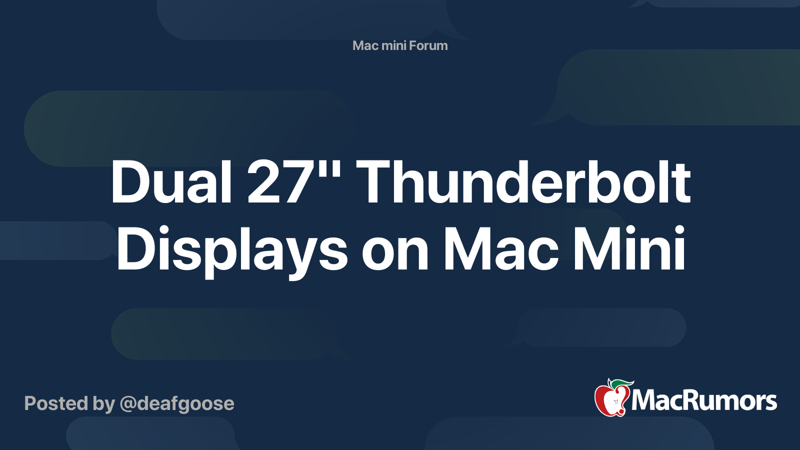 Dual 27" Thunderbolt Displays on Mac Mini | MacRumors Forums