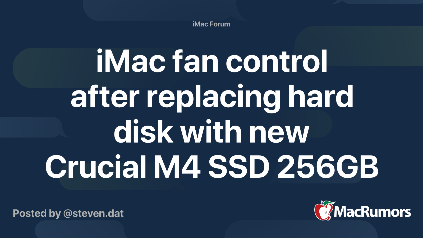 iMac fan control after replacing hard disk with new Crucial M4 SSD