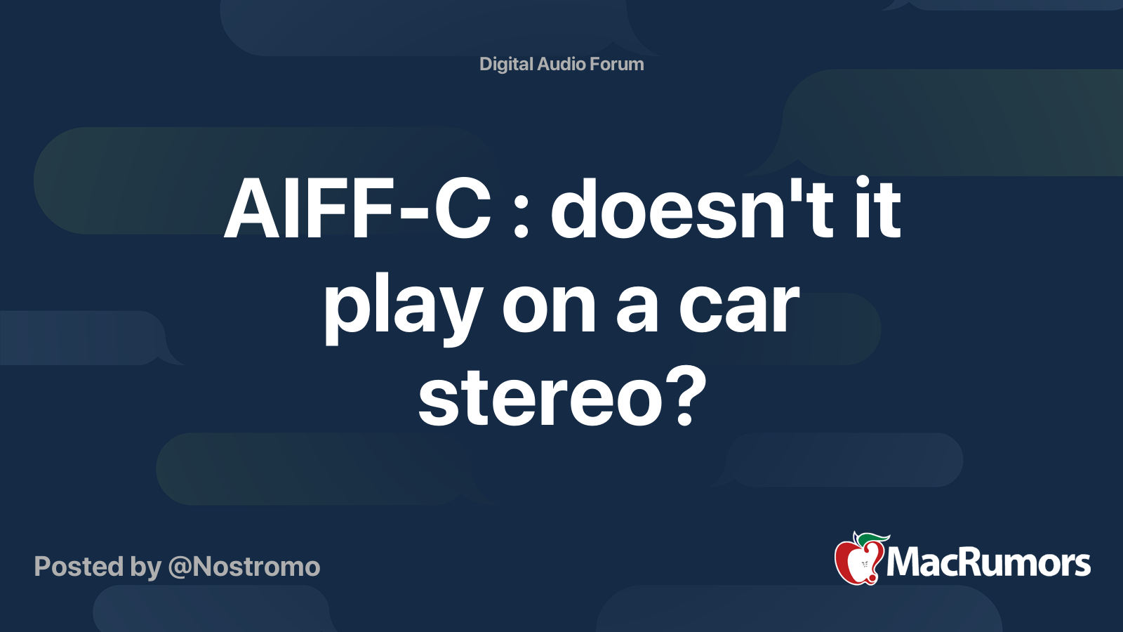 AIFF C Doesn t It Play On A Car Stereo MacRumors Forums