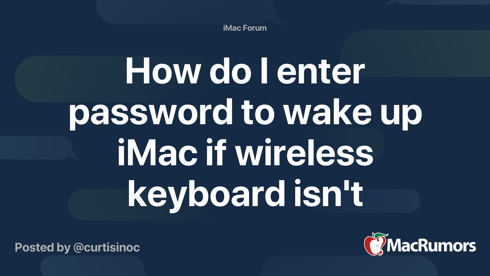 How do I enter password to wake up iMac if wireless keyboard isn't