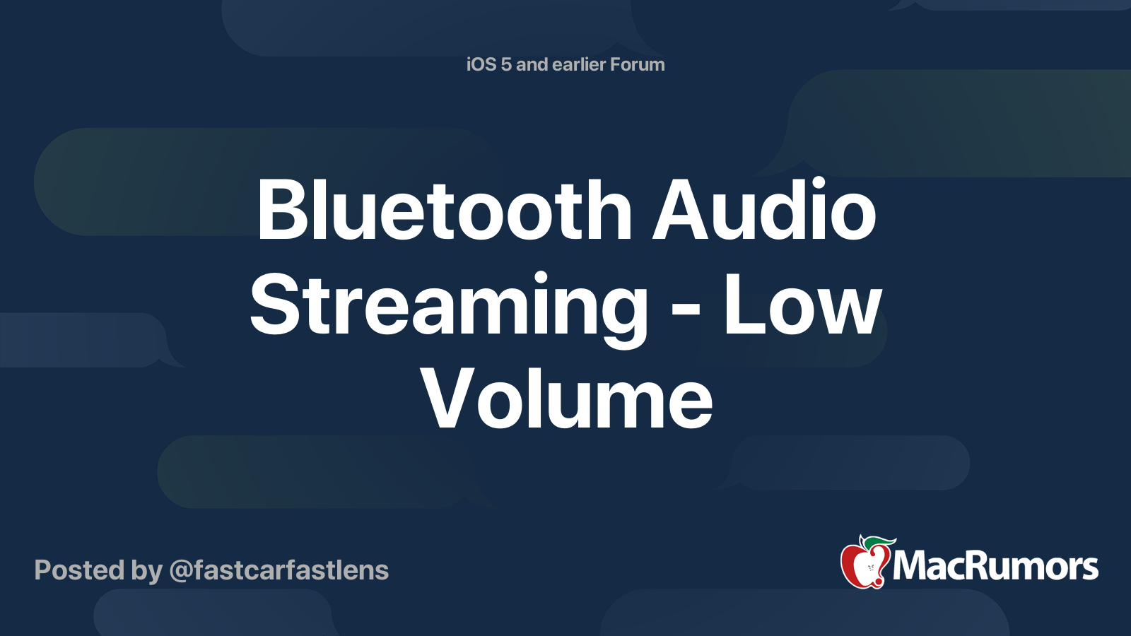 Bluetooth Audio Streaming Low Volume MacRumors Forums
