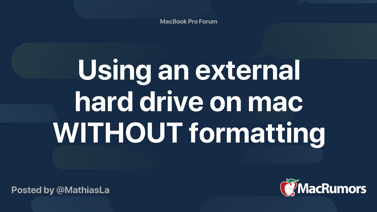 Using an external hard drive on mac WITHOUT formatting MacRumors Forums