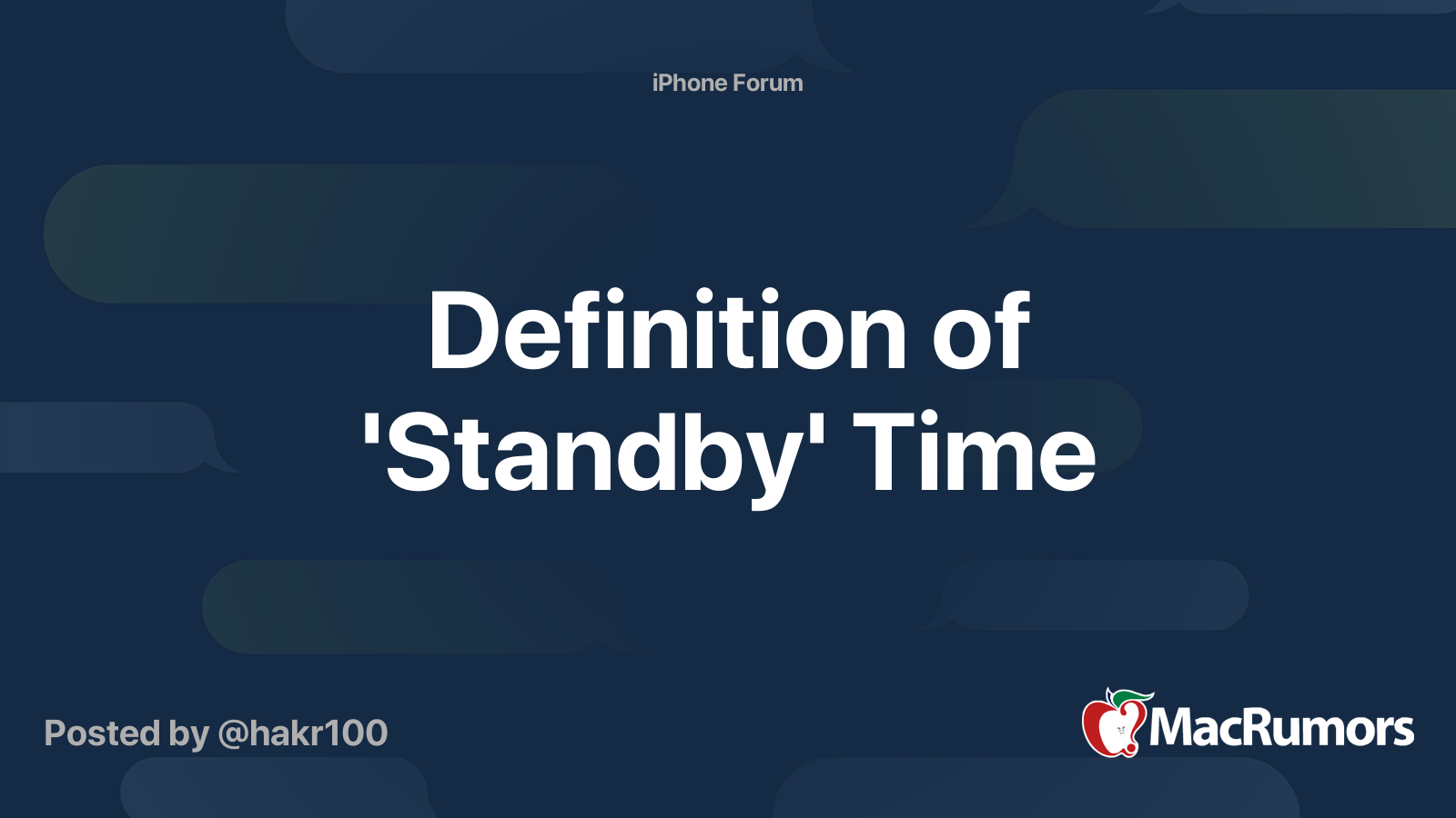 Definition of 'Standby' Time MacRumors Forums