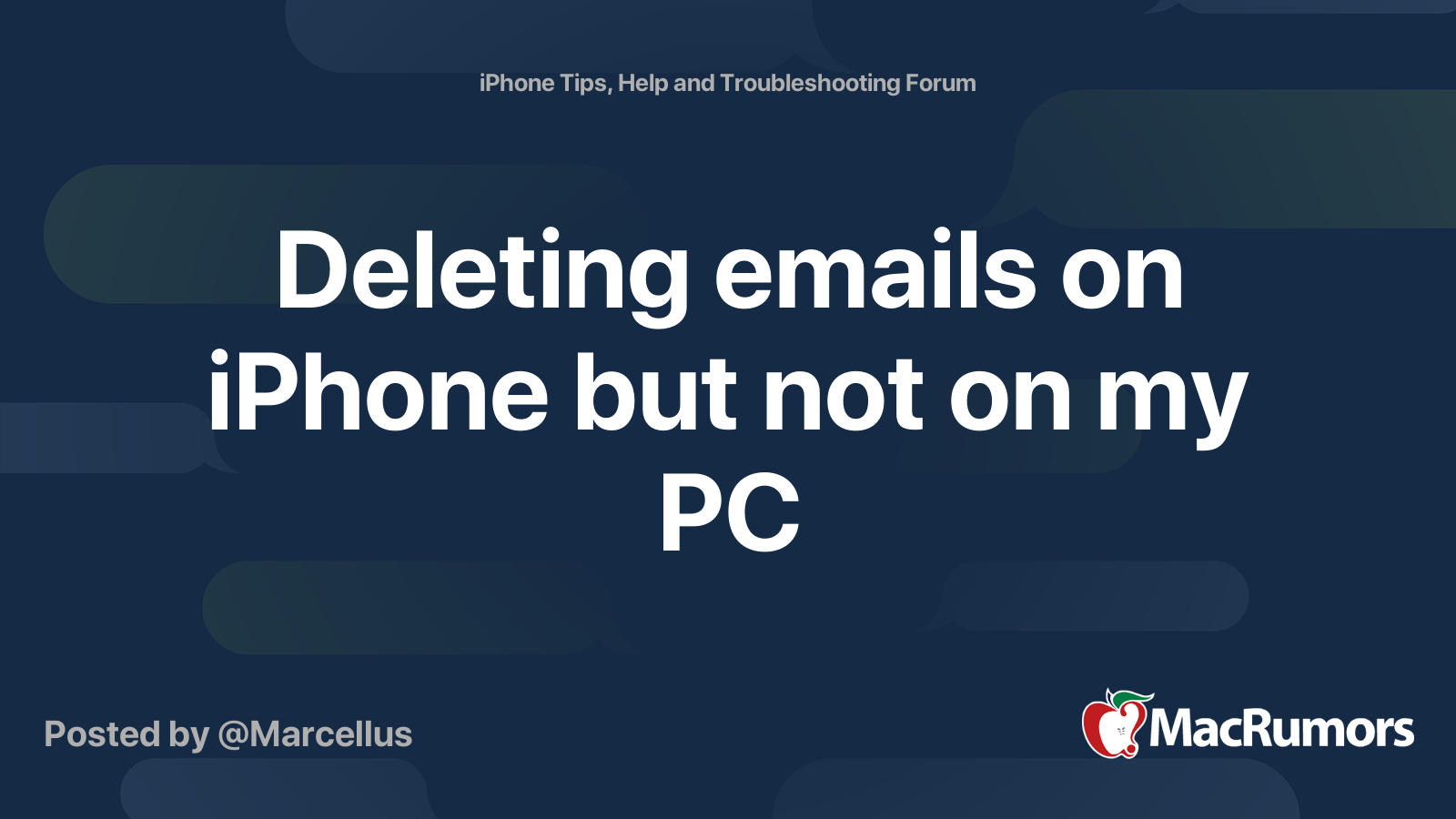 Deleting emails on iPhone but not on my PC | MacRumors Forums