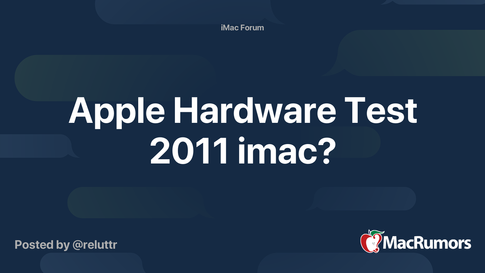 Apple Hardware Test 2011 imac? MacRumors Forums
