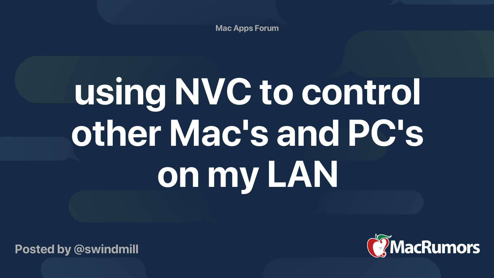 Using Nvc To Control Other Mac S And Pc S On My Lan Macrumors Forums