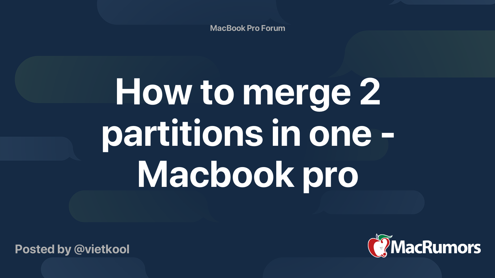 How to merge 2 partitions in one Macbook pro MacRumors Forums