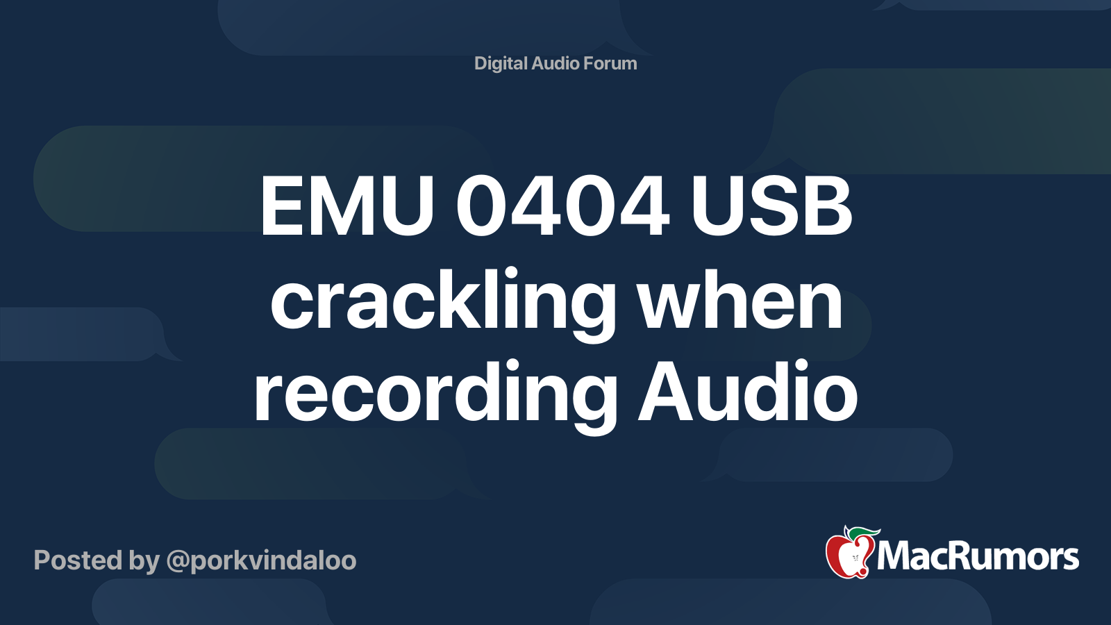 EMU 0404 USB crackling when recording Audio MacRumors Forums