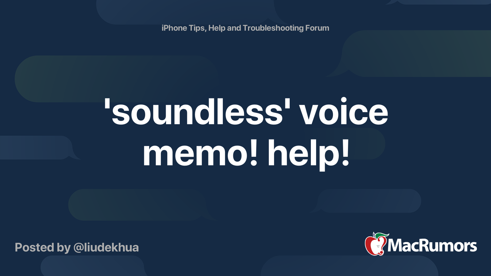 'soundless' voice memo! help! | MacRumors Forums