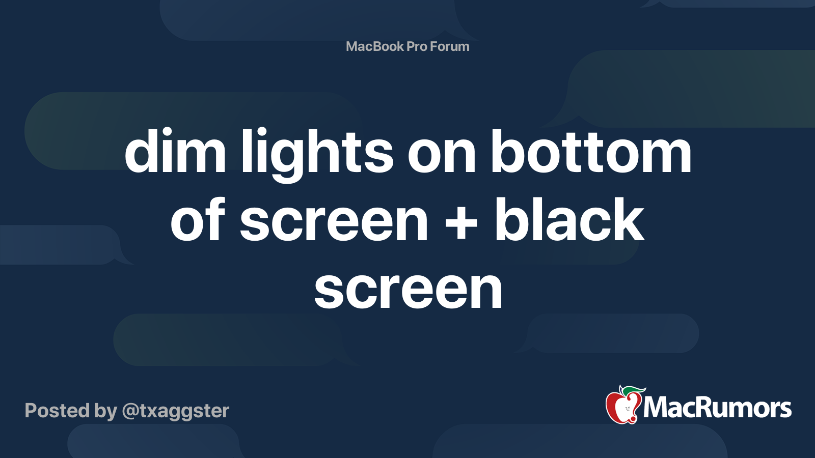 dim lights on bottom of screen + black screen MacRumors Forums