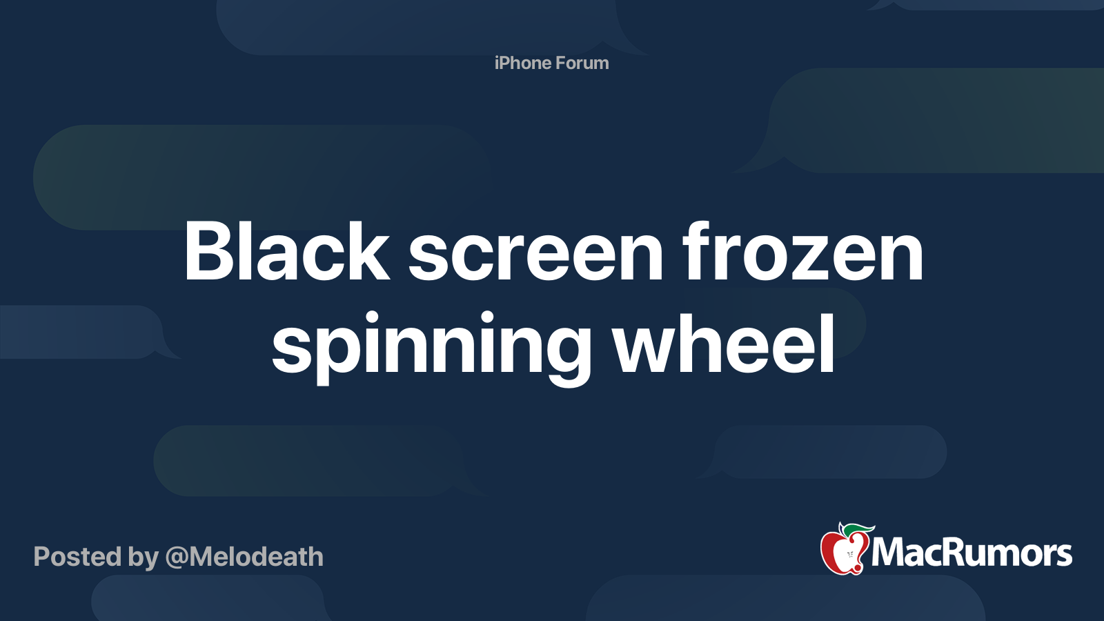 Black screen frozen spinning wheel MacRumors Forums
